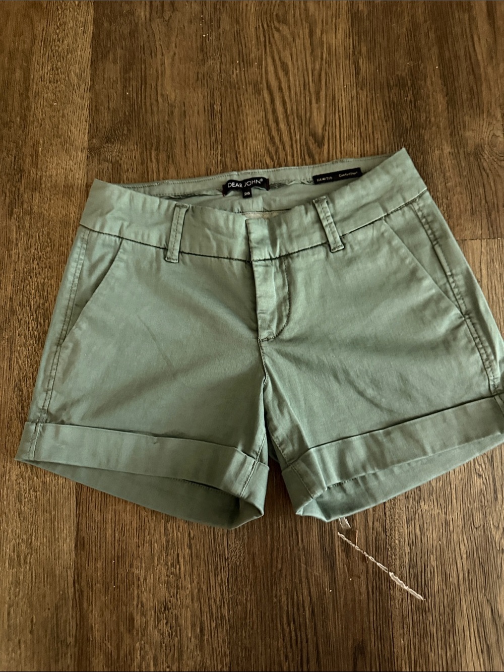 Dear John Sage Green Roll-Cuff Shorts